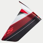 Alpinestars Supertech R10 Team Race Spoiler, helmaccessoire, zwart carbon, rood en wit glanzend, aerodynamisch reserveonderdeel met scherpe hoeken en grafische patronen, glanzende afwerking voor racehelmen