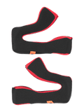 Alpinestars S-M5 22.06 Regular Cheek Pad Set, replacement helmet padding, Black and Red, soft cushioned foam construction with red mesh fabric trim, orange branded tags, motorcycle helmet accessories