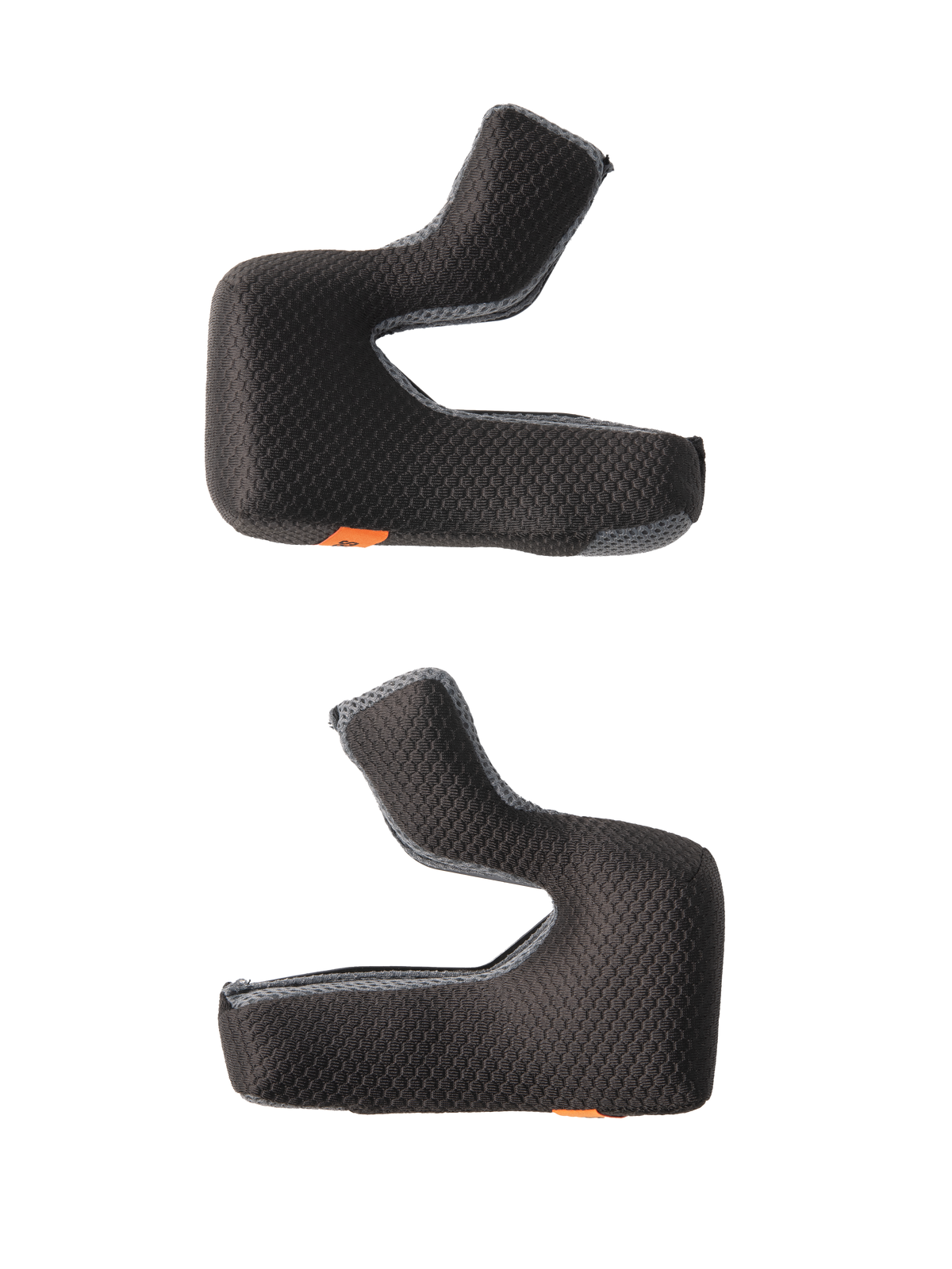 Alpinestars S-M7 wangkussenset, vervangende helmvoering, zwart met gestructureerde honingraatstof en grijze mesh-randen, gevormde schuimkussens voor een ergonomische pasvorm, voorzien van oranje noodontgrendelingslipjes, motorhelm accessoires