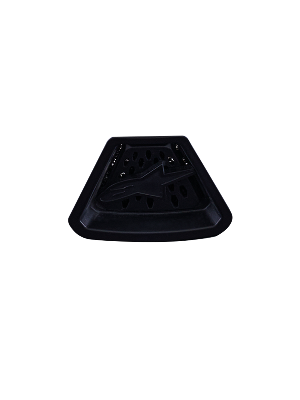 Alpinestars S-M7, évent de menton, accessoire de casque, noir, composant en plastique triangulaire avec trous de ventilation perforés et logo étoile central en relief, pièce de rechange d'origine pour le système de flux d'air de casque de motocross