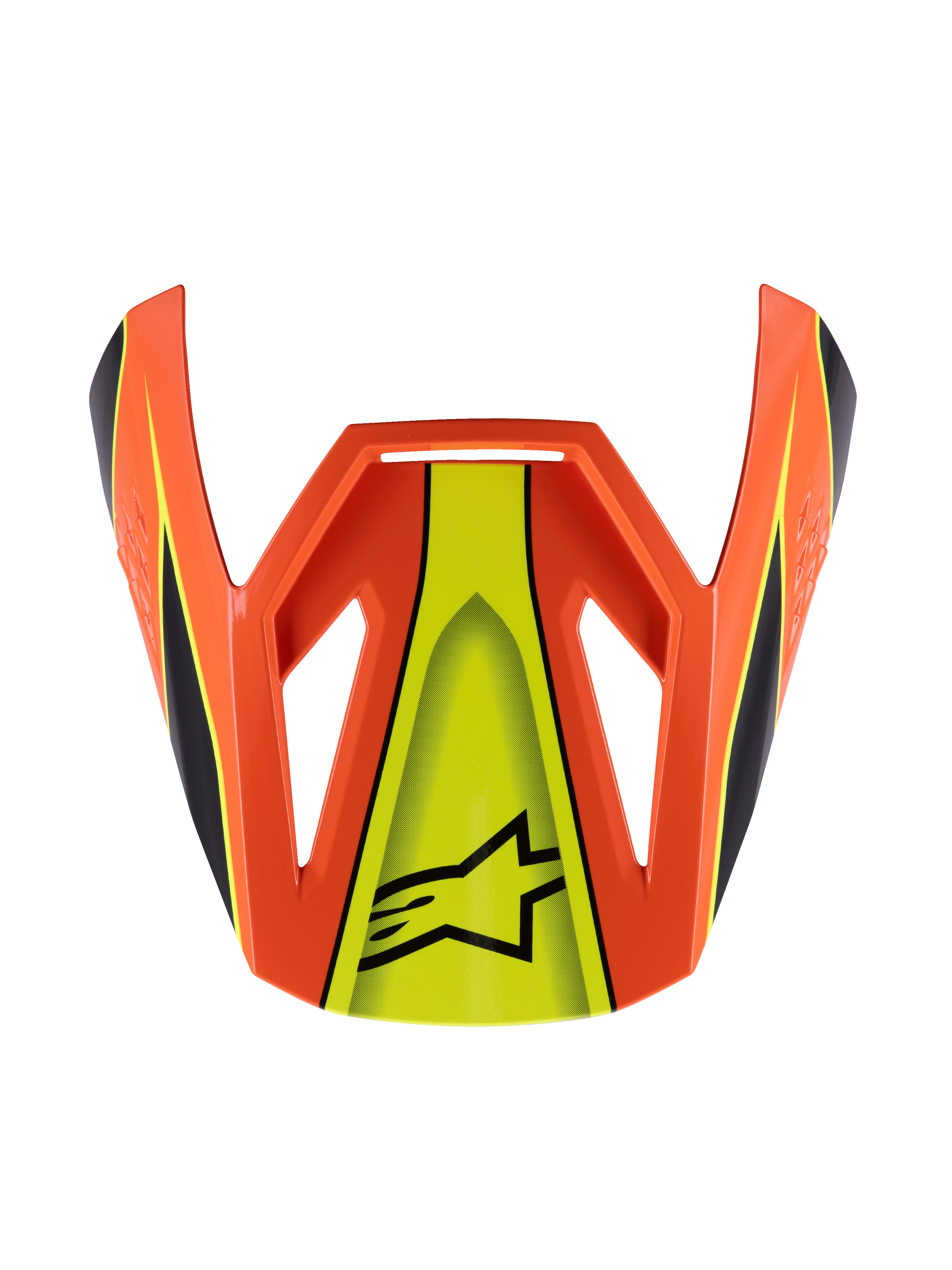 Alpinestars S-M3 Youth Fray Visor, visière de casque de motocross, orange et jaune fluorescent, design aérodynamique angulaire avec logo Astar noir et bandes de course, pièce de rechange en plastique durable pour casques tout-terrain pour jeunes