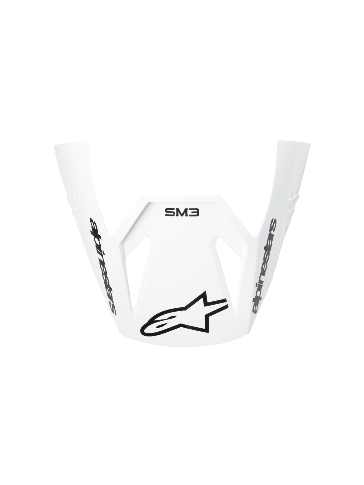 Alpinestars S-M3 Radium ECE06 Visier, Weiß, Motorradhelm-Ersatzvisier, gebogenes aerodynamisches Design mit schwarzen Alpinestars Logos und SM3-Branding, robuster Kunststoff für Motocross-Performance