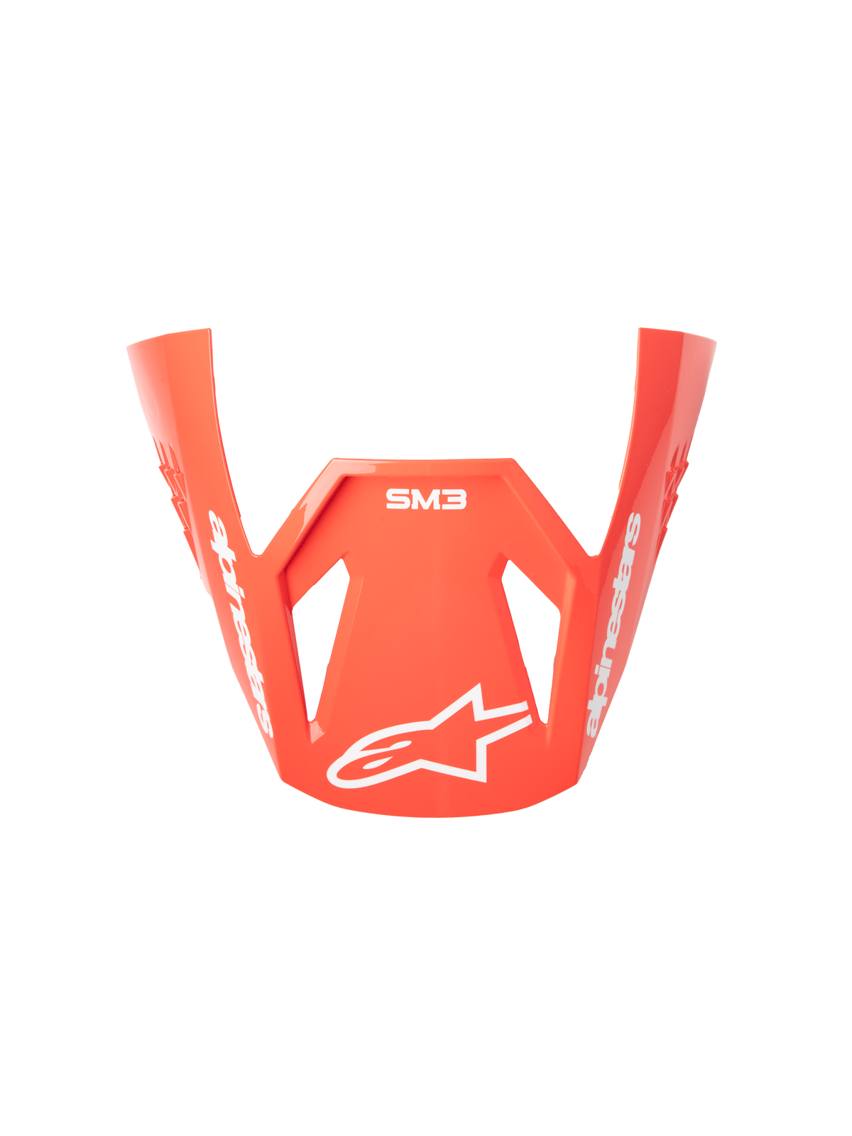Alpinestars S-M3 Radium Visier, Motorradhelm-Visier, Rot Fluoreszierend, glänzendes Finish, mit weißem Alpinestars-Branding und Stern-Logo, kantiges aerodynamisches Design für den Offroad-Motocross-Einsatz