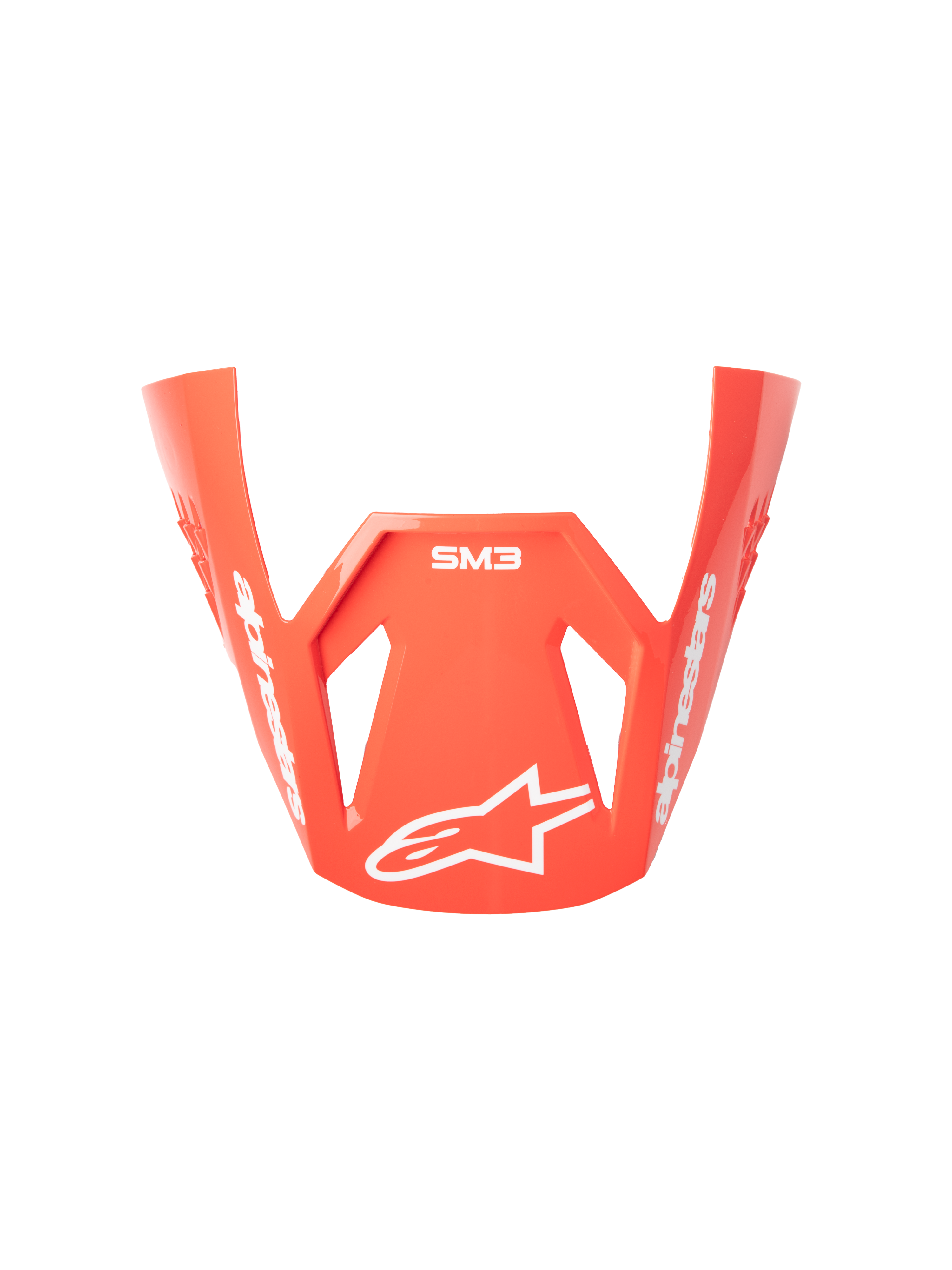 Alpinestars S-M3 Radium Visier, Motorradhelm-Visier, Rot Fluoreszierend, glänzendes Finish, mit weißem Alpinestars-Branding und Stern-Logo, kantiges aerodynamisches Design für den Offroad-Motocross-Einsatz