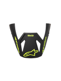 Visière Alpinestars S-M3 Radium ECE06, visière de remplacement pour casque de motocross, gris noir et jaune fluo mat, avec logo et lettrage Alpinestars jaune fluo, finition mate, design aérodynamique pour la course tout-terrain