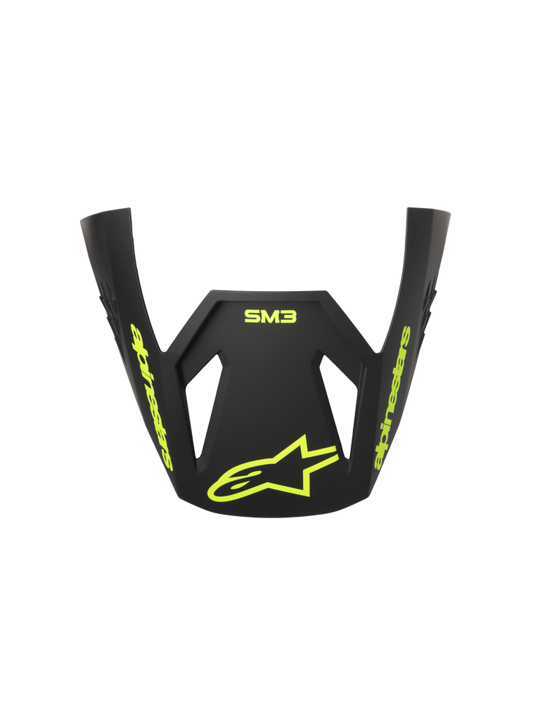 Alpinestars S-M3 Radium ECE06 Vizier, vervangvizier voor motorcrosshelm, grijs, zwart en fluogeel mat, voorzien van fluogeel Alpinestars-logo en ster-logo, matte afwerking, aerodynamisch ontwerp voor off-road racing