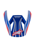 Visière Alpinestars S-M3 Youth Wurx, visière de casque de motocross, bleue, rouge et blanche avec détails noirs, finition brillante avec rayures prononcées et logo Astar, visière de rechange aérodynamique et angulaire pour casques MX enfant