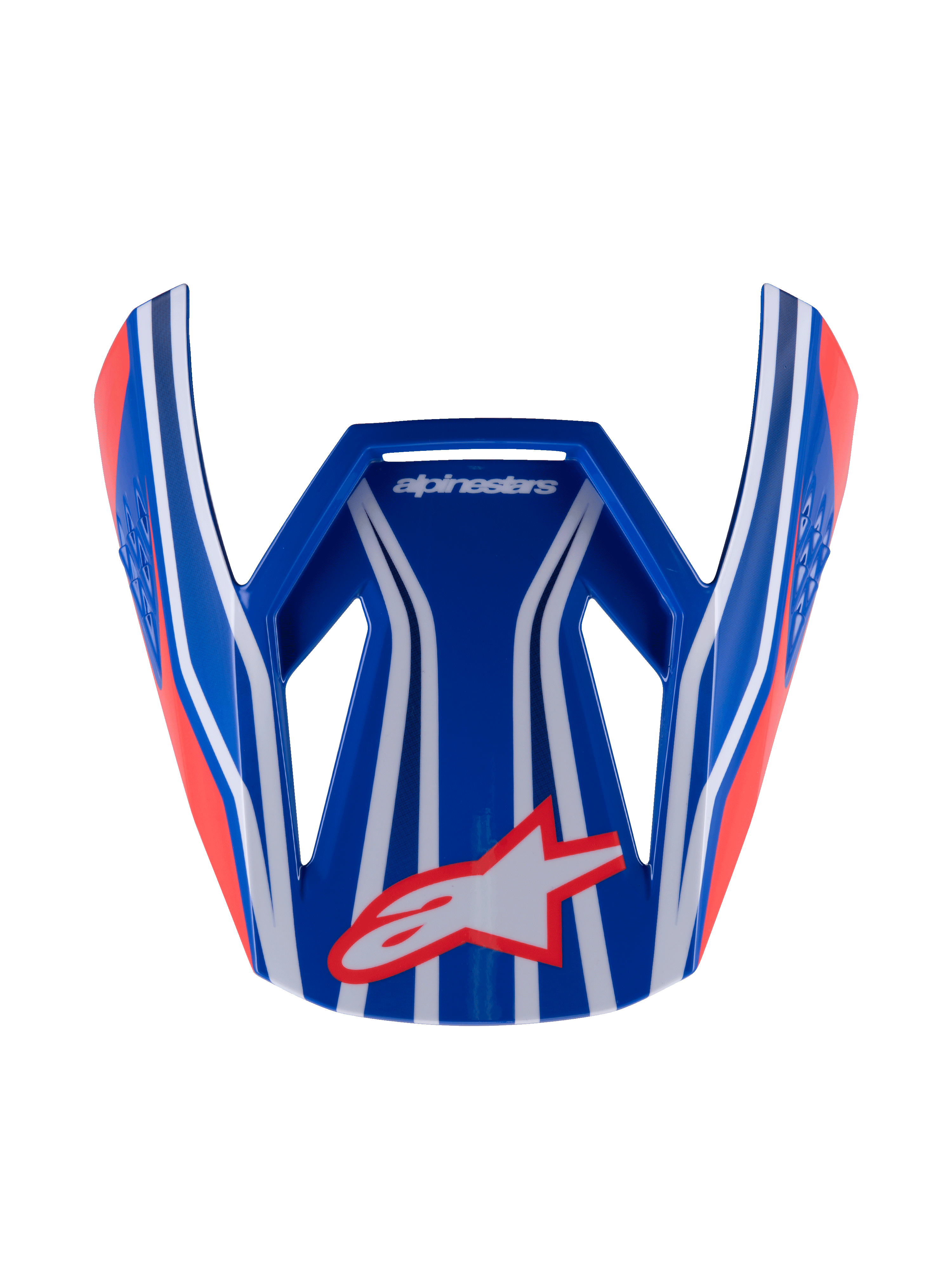 Alpinestars S-M3 Youth Wurx Visier, Motocross-Helmvisier, Blau, Rot und Weiß mit schwarzen Akzenten, glänzendes Finish mit markanten Streifen und Astar-Logo, kantiges aerodynamisches Ersatzvisier für MX-Jugendhelme