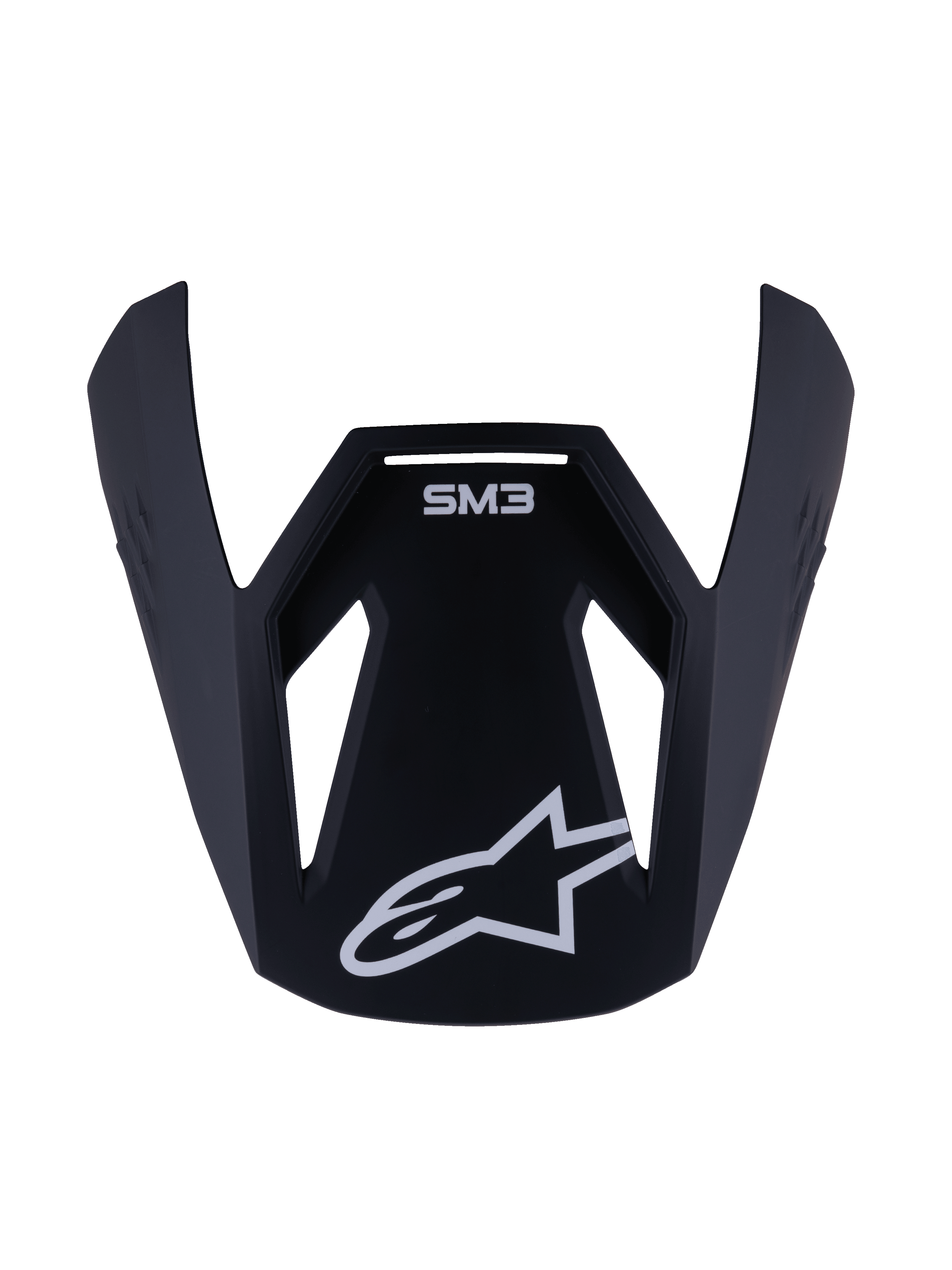 Alpinestars S-M3 Youth Solid Vizier, reserve helmklep voor motorcrosshelm voor de jeugd, mat zwarte afwerking met witte SM3-branding en sterlogo, duurzaam kunststof accessoire voor off-road racen