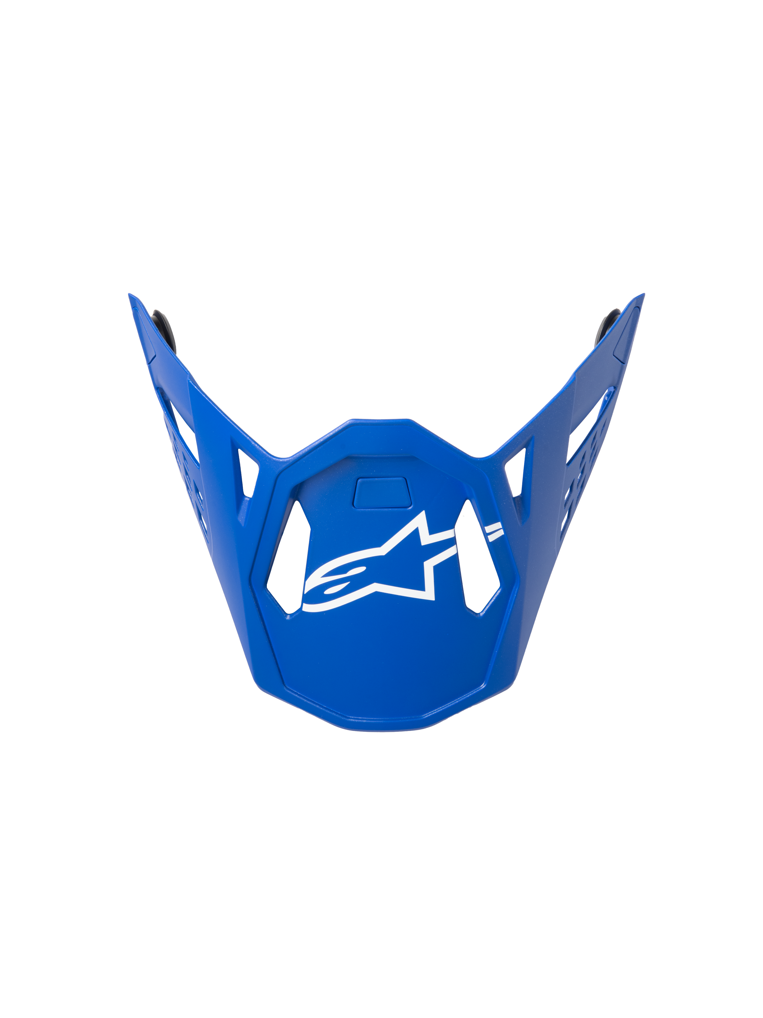 Alpinestars Supertech M10 Flood Visier, Motocross-Helmvisier, Blau mit weißem Logo, geometrisch-eckiges Design mit Belüftungsausschnitten, schlanke Kontur, offizielles Ersatzteil für Offroad-Rennhelme