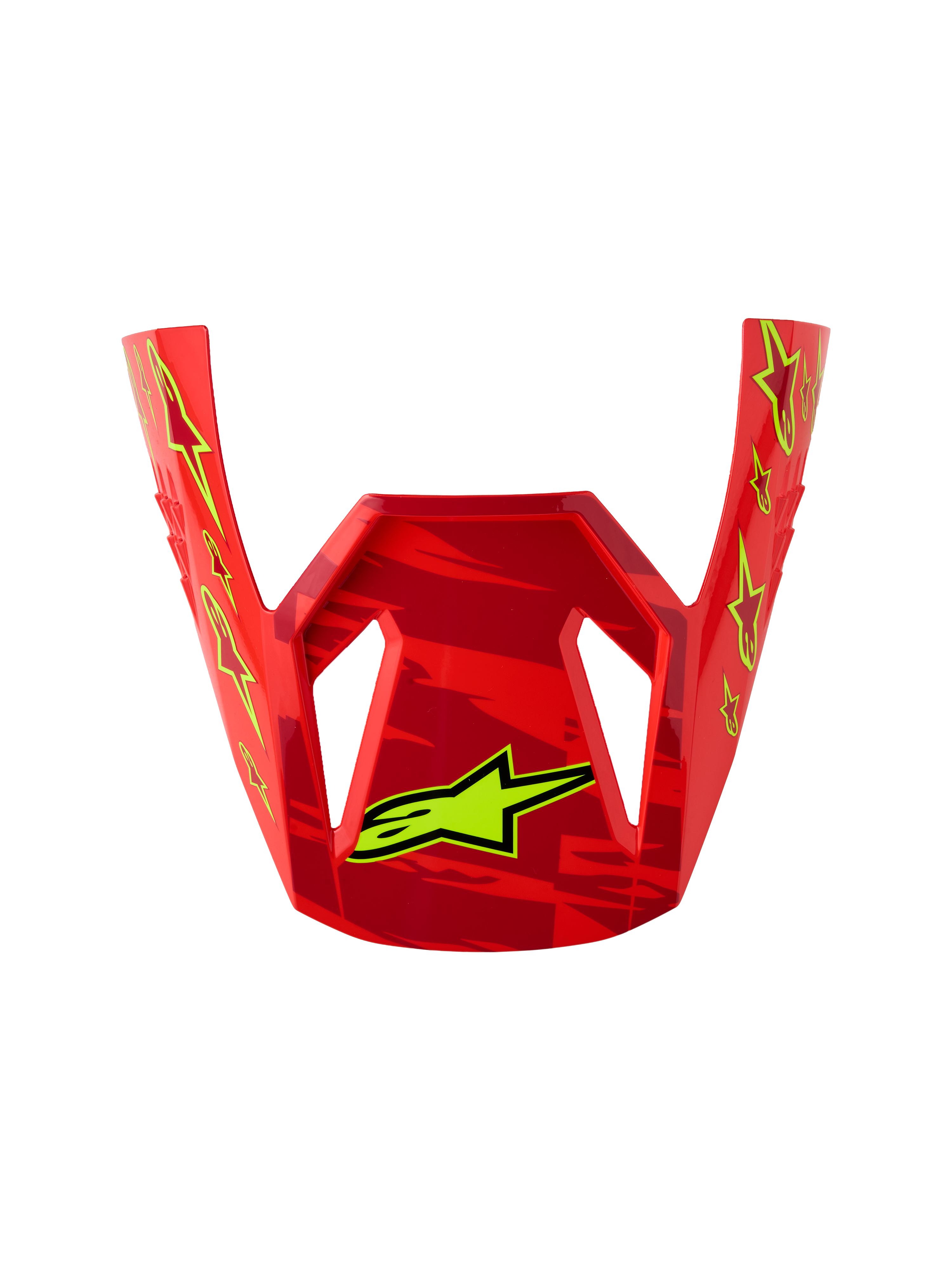 Alpinestars Jeugd SM3 Falcon vizier, rood en geel fluo motorcrosshelm reserveonderdeel, glanzende afwerking.
