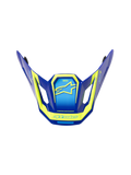 Alpinestars S-M7 Deed ECE06 Visier, Ersatz-Helmschirm für Motocross-Helme, Blau und Fluo-Gelb mit Hochglanz-Finish, eckiges aerodynamisches Design mit seitlichen Belüftungsöffnungen, mit markanten gelben Alpinestars-Logos und Grafiken