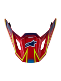 Alpinestars visière S-M7 Cast pour casque de motocross, rouge avec graphismes jaune fluo et bleu, finition brillante