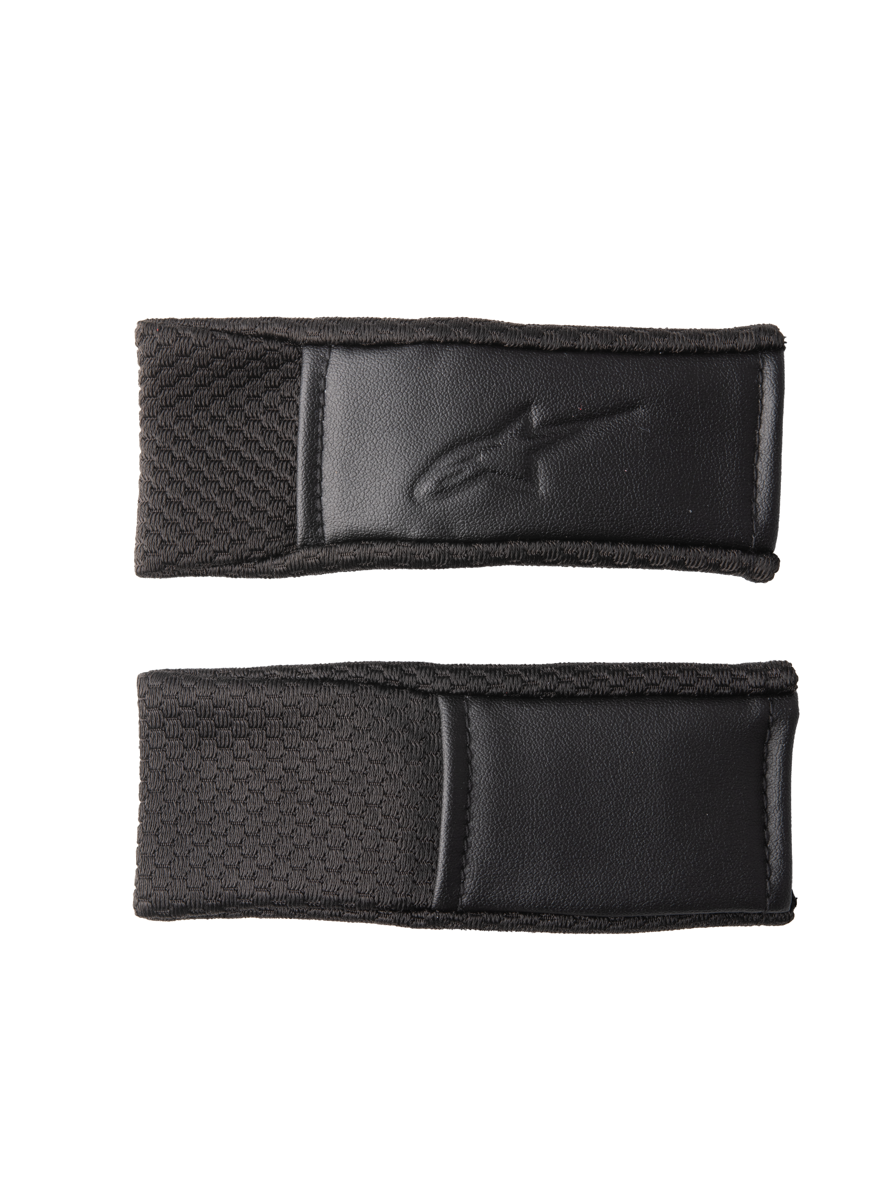 Alpinestars S-M7 Kinnriemen-Abdeckungsset, Schwarz, Ersatz-Helmriemenabdeckungen mit strukturiertem Griffmuster und geprägtem Logo, genähte Kanten, Motocross-Helmzubehör