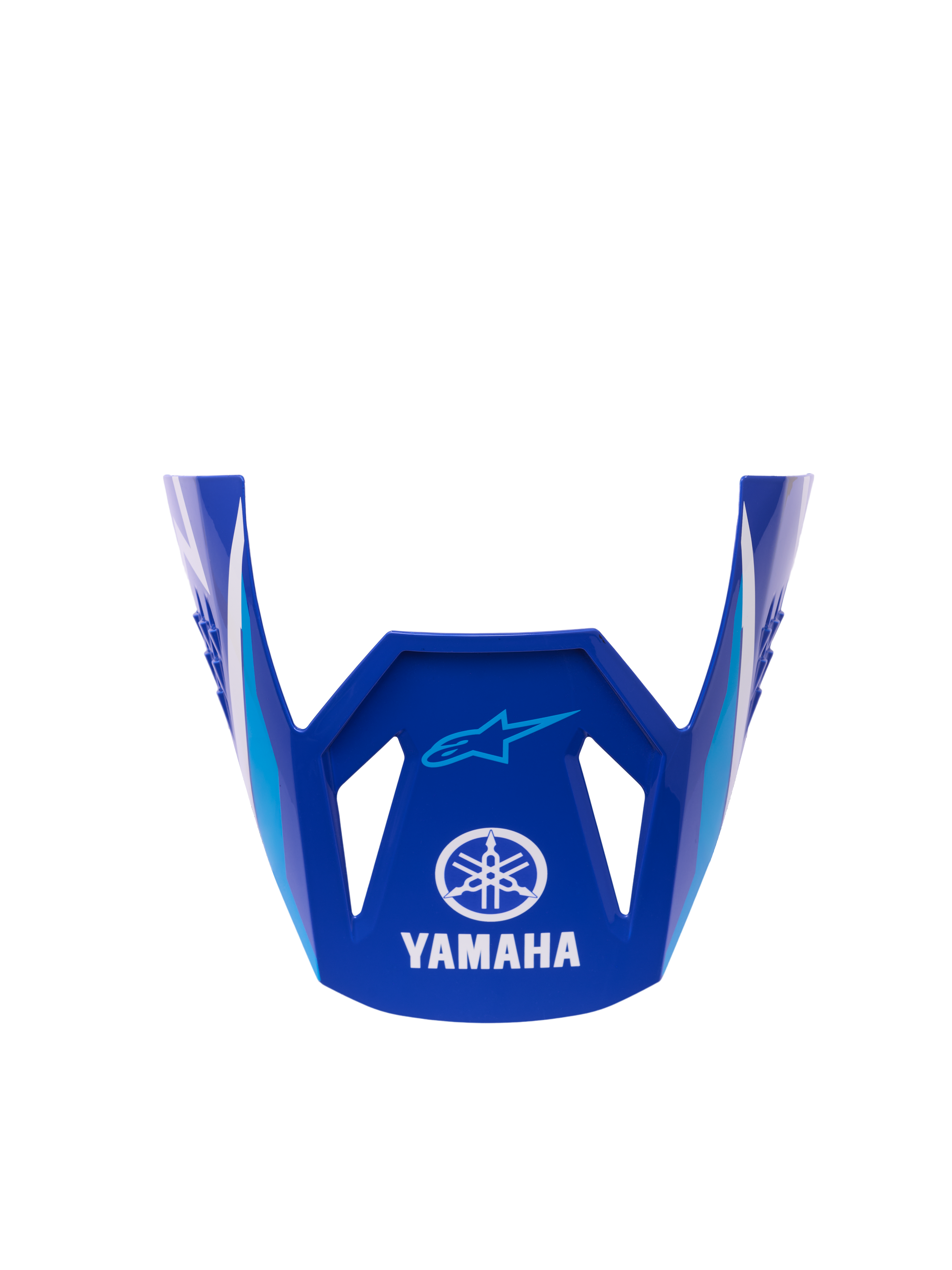 Alpinestars Yamaha S-M3 Jugend-Visier, Ersatz-Helmzubehör, Blau Weiß Glänzend, mit weißen Yamaha- und hellblauen Alpinestars-Logos, glänzendes Finish, entwickelt für Jugend-Motocross-Helme