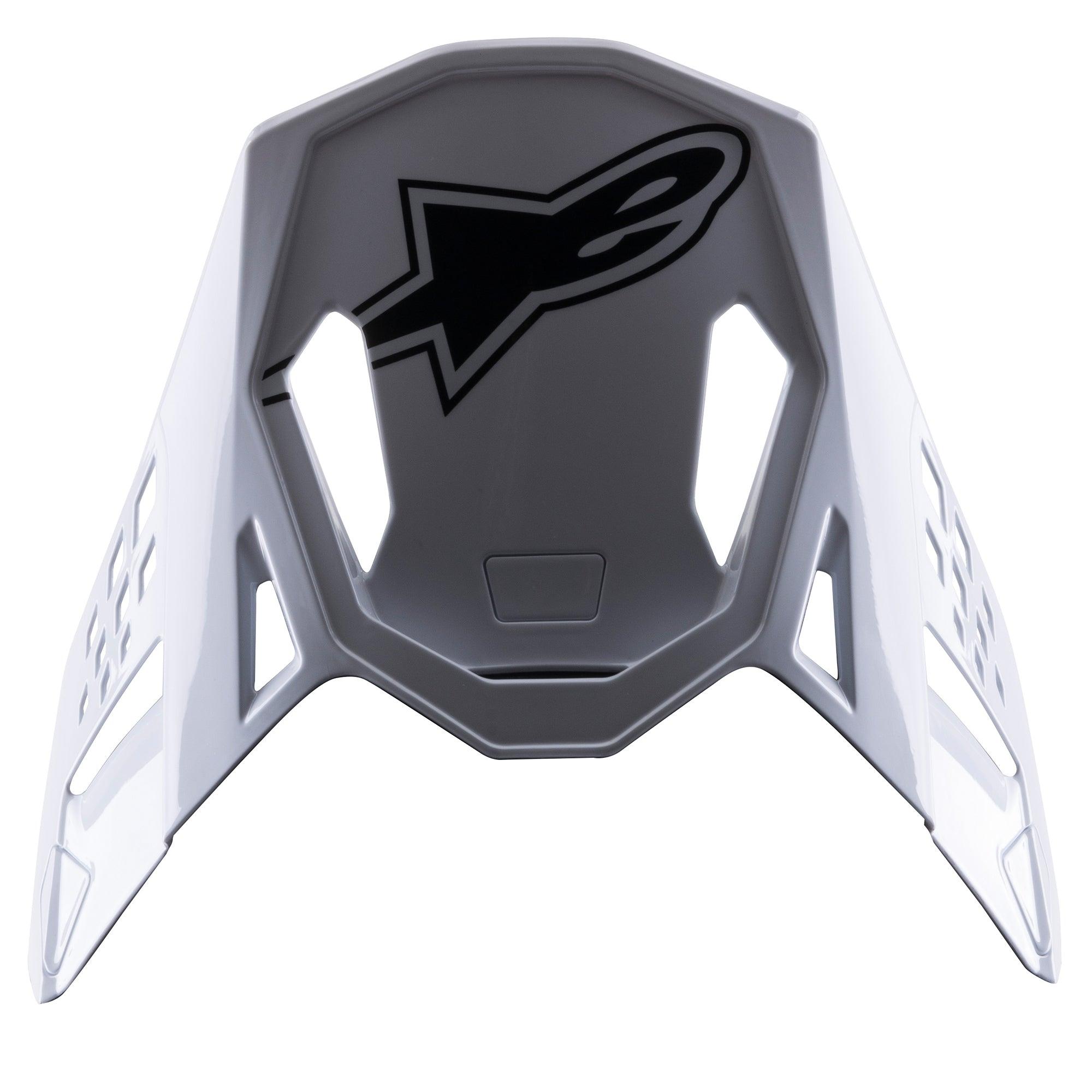Alpinestars S-M8 Factory Visier, Motocross-Helm-Zubehör, Weiß mit schwarzem Alpinestars-Logo, Ersatz-Schirm mit aerodynamischen Aussparungen und Klicksystem für Supertech M8 Helme