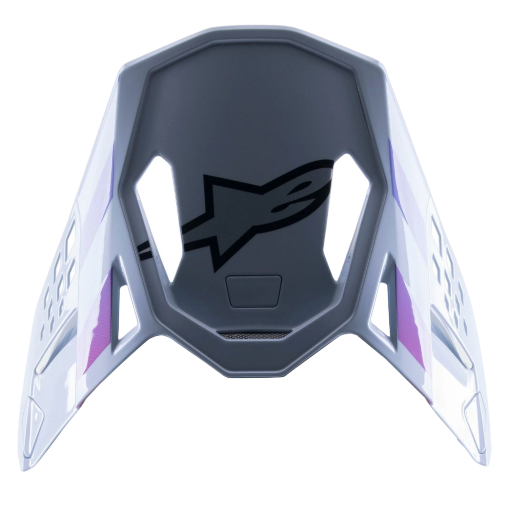 Alpinestars Supertech M10 Daytona 23 LE Visier, Ersatzvisier für Motocross-Helme, Haze Gray mit Orange Fluo und Rhodamine Akzenten, aerodynamisches Design mit Snap-on-Befestigung und schwarzem Alpinestars Logo auf der Unterseite