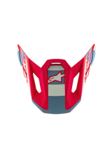Visière S-M7 Beast Coast Alpinestars, rouge, blanc et bleu avec logo étoile, pièce de rechange pour casque de motocross.