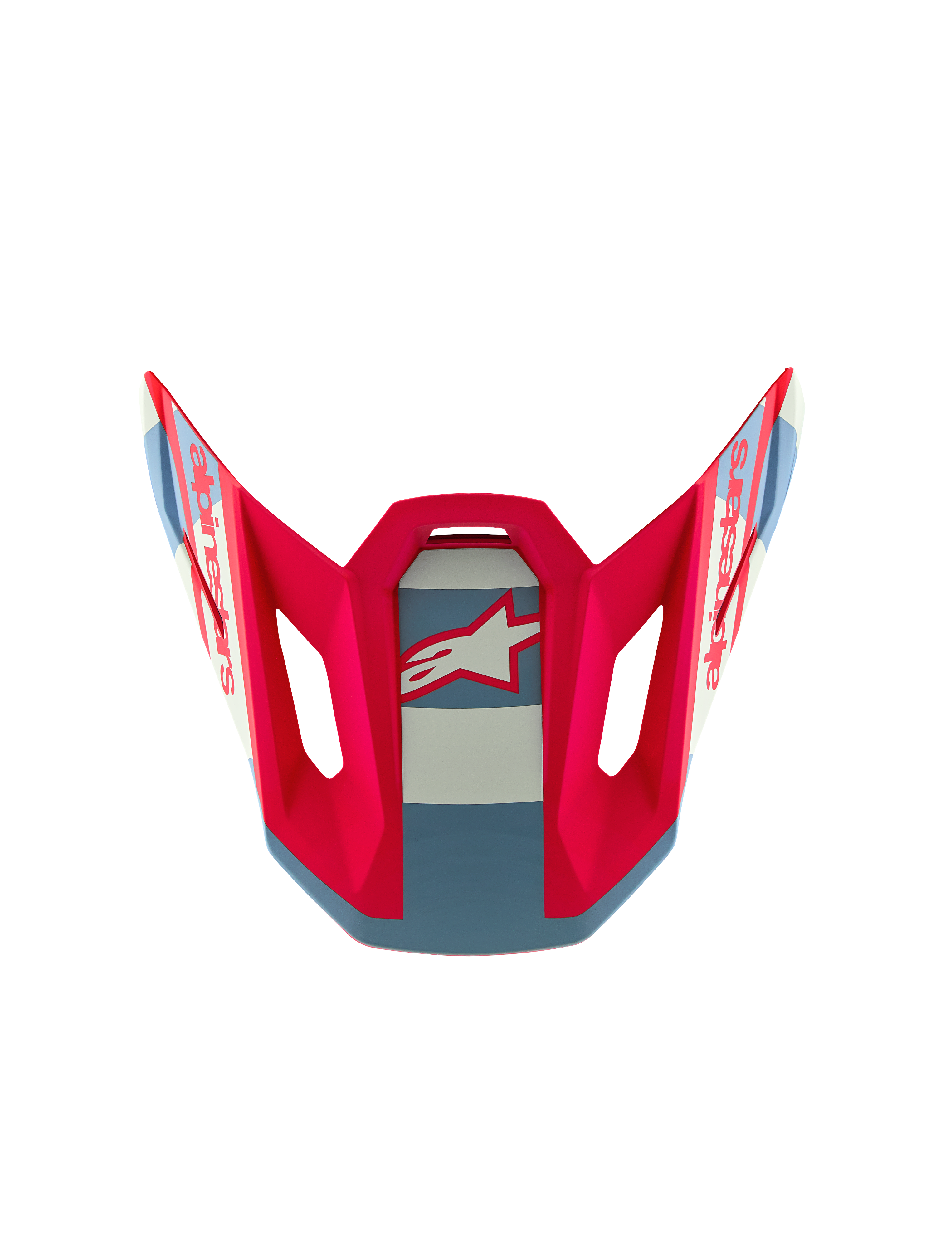 S-M7 Beast Coast Beperkte Oplage vizier in rood en blauw met wit Alpinestars-logo, officieel reserveonderdeel.