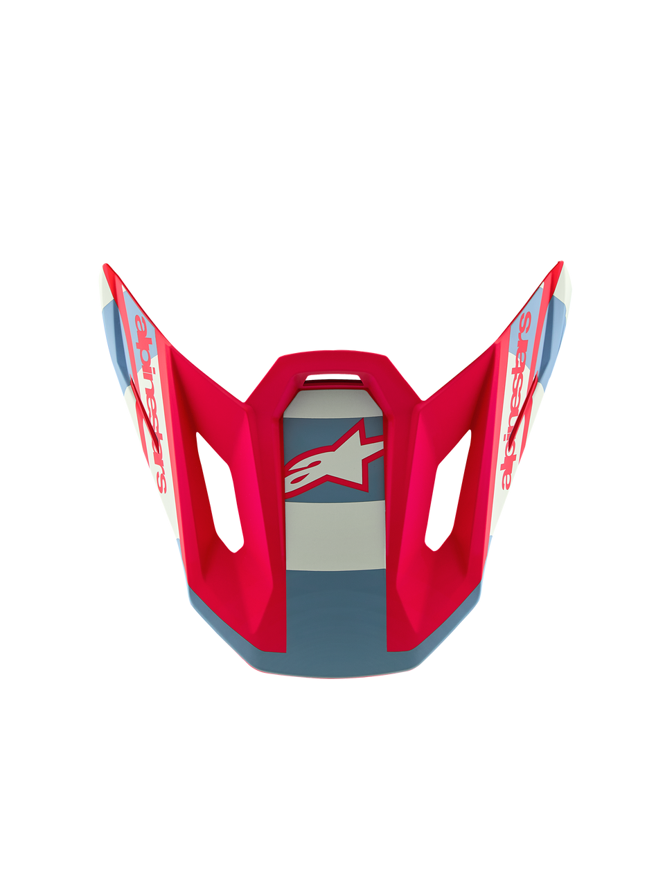 Visière S-M7 Beast Coast Alpinestars, rouge, blanc et bleu avec logo étoile, pièce de rechange pour casque de motocross.