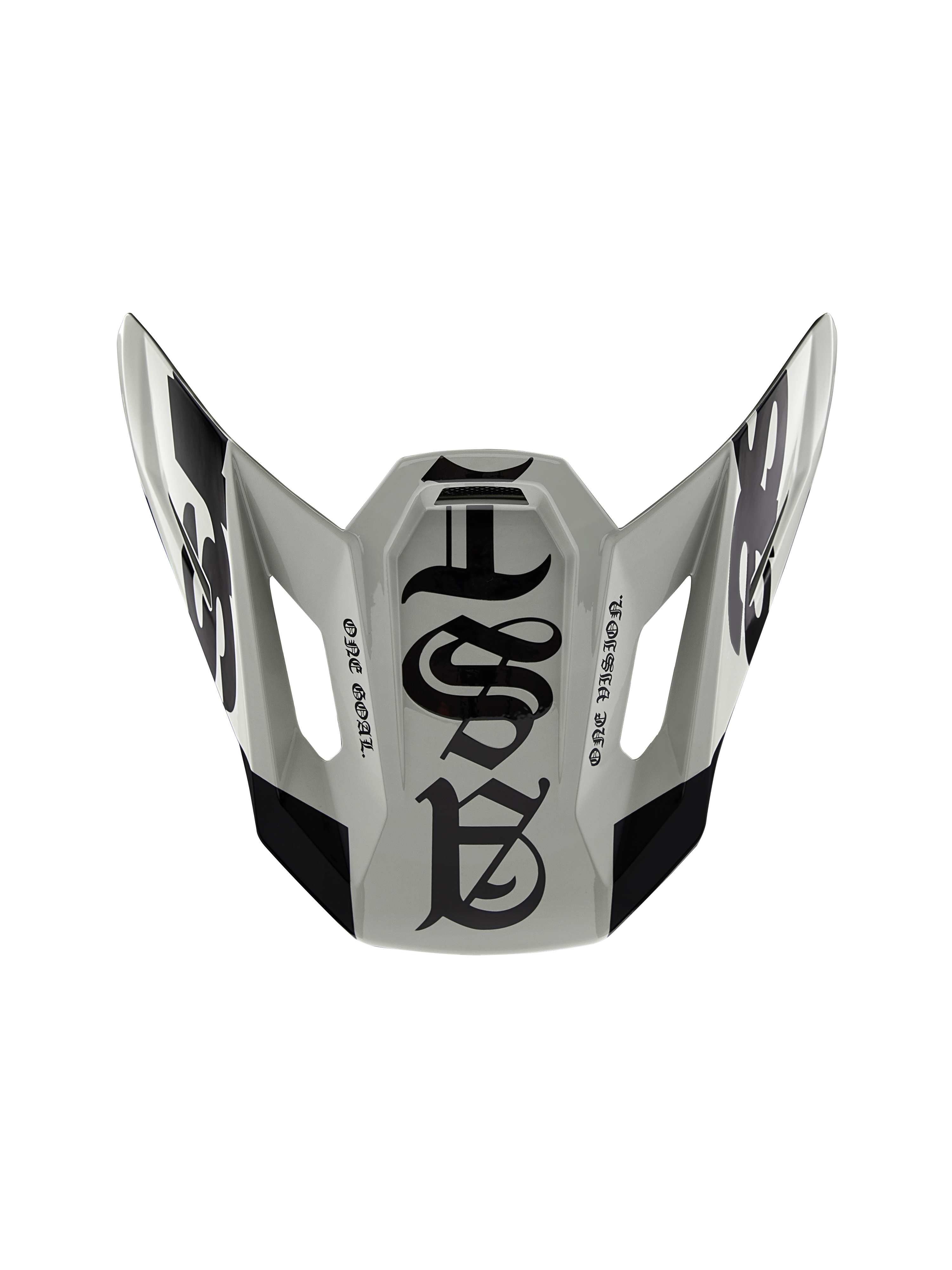 Alpinestars Limited Edition S-M7 Wolf Dust Schirm 22.06, Motocross-Helm-Ersatzschirm, Dune und Schwarz glänzend, mit Grafiken im Gothic-Stil und „ONE GOAL“ „ONE VISION“ Text, aerodynamisches Design für Offroad-Rennsport