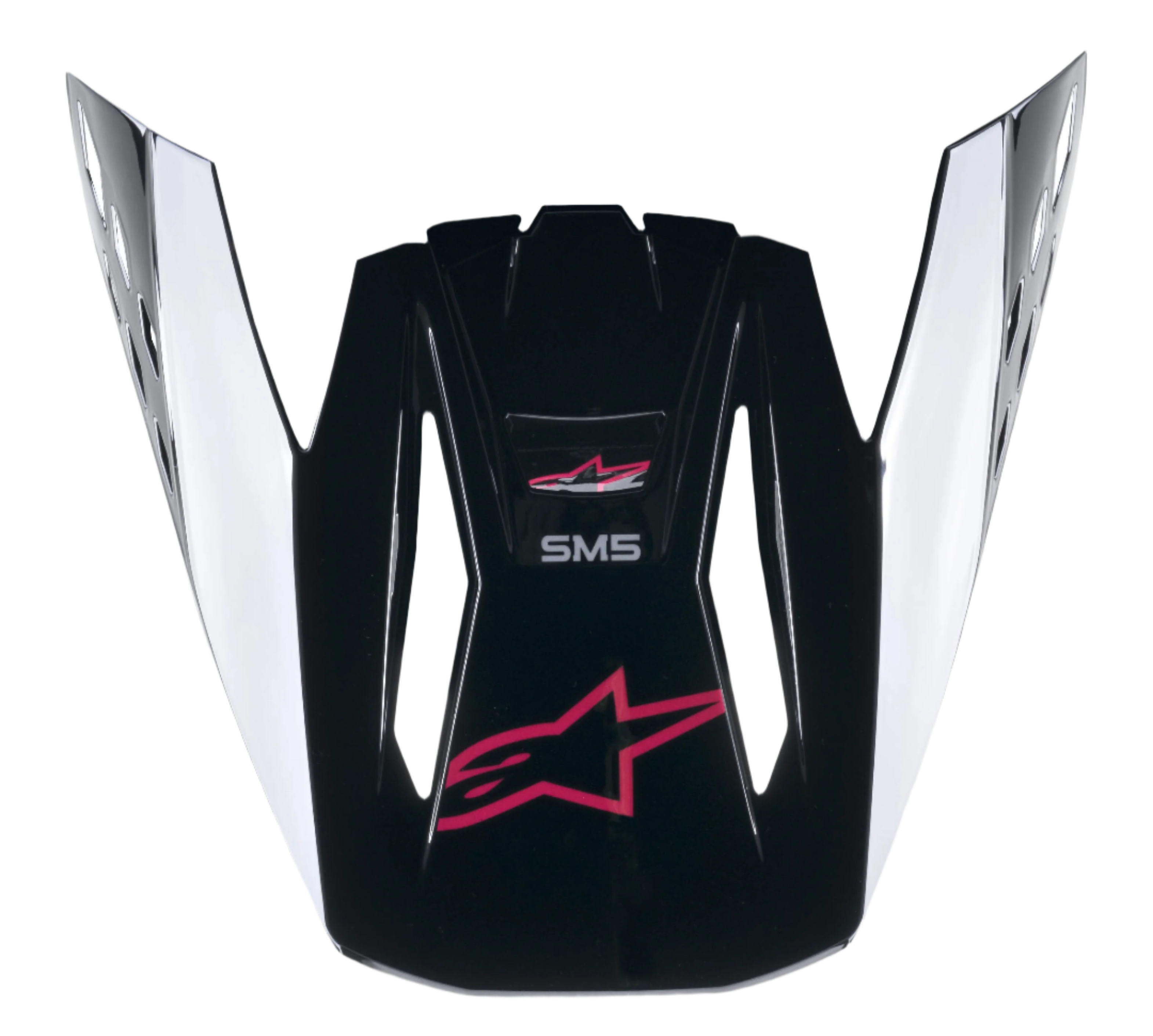 Alpinestars S-M5 Compass Visier, Motocross-Helmschild, Schwarz Diva Pink Glänzend, mit pinkem Astars-Logo und weißen Seitenakzenten, Ersatzvisier für Supertech M5 Offroad-Helme