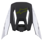 Alpinestars S-M5 Bond Visor, Helmet Accessory, Silver Yellow Fluo Glossy, dark grey central section with a yellow fluo logo, silver side panels featuring Astars branding, glossy finish, replacement peak for S-M5 motocross helmets