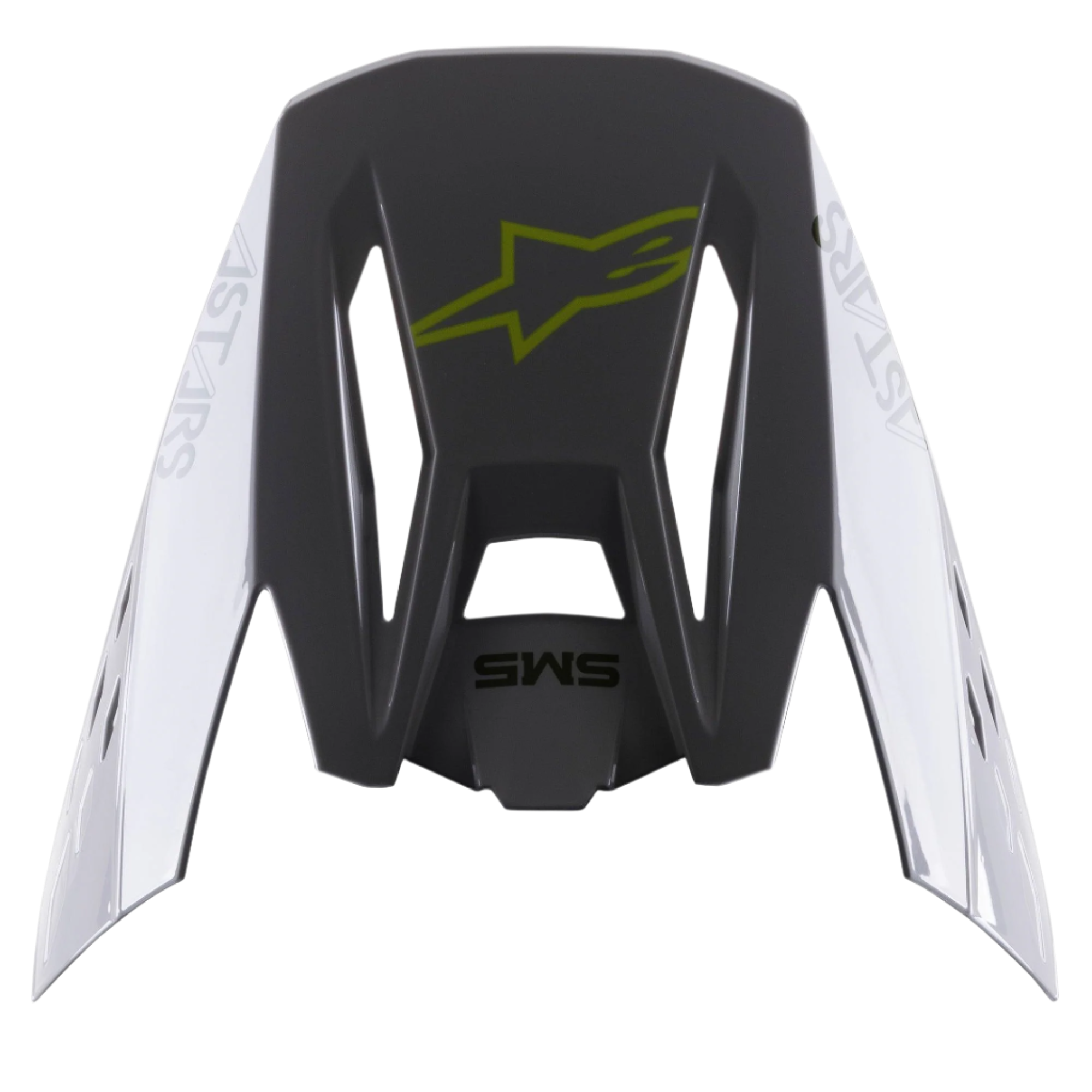 Alpinestars S-M5 Bond Visier, Helmzubehör, Silber Gelb Fluo Glänzend, dunkelgrauer Mittelteil mit neongelbem Logo, silberne Seitenpanele mit Astars-Branding, glänzendes Finish, Ersatzvisier für S-M5 Motocross-Helme