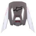 Alpinestars S-M5 Bond White Red Glossy Visor, replacement motocross helmet peak, featuring a glossy white finish with red 'SM5' and 'ASTARS' branding, central black star logo, snap-on accessory for off-road racing gear
