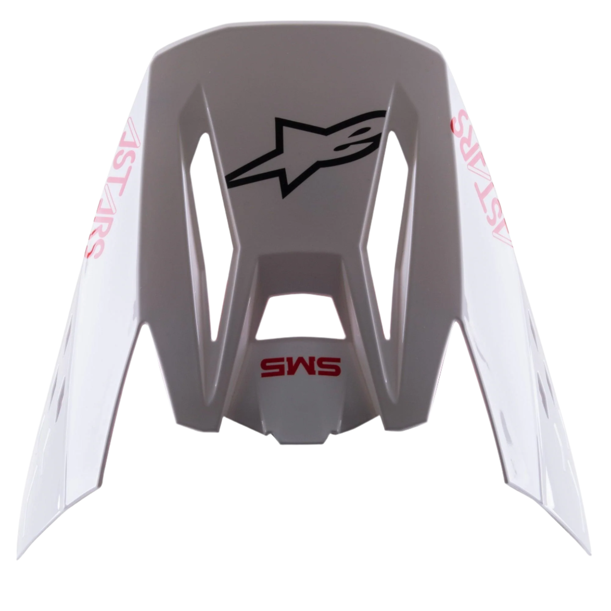 Alpinestars S-M5 Bond Visier in Weiß Rot Glänzend, Ersatzvisier für Motocross-Helme, glänzend weißes Finish mit rotem „SM5“- und „ASTARS“-Branding, zentrales schwarzes Stern-Logo, Snap-on-Zubehör für Offroad-Rennausrüstung