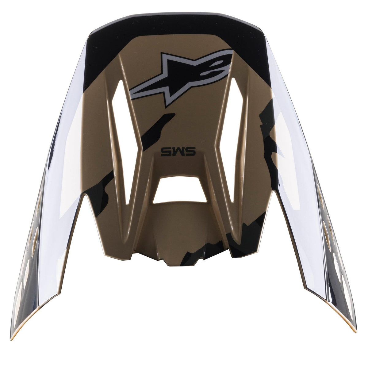 Alpinestars S-M5 Rover Visier, Motocross-Helm Ersatzvisier, Sand Tangerine Camo Glossy, beige-schwarzes Camouflage-Muster mit Hochglanz-Finish, mit Alpinestars Stern-Logo und SM5-Branding