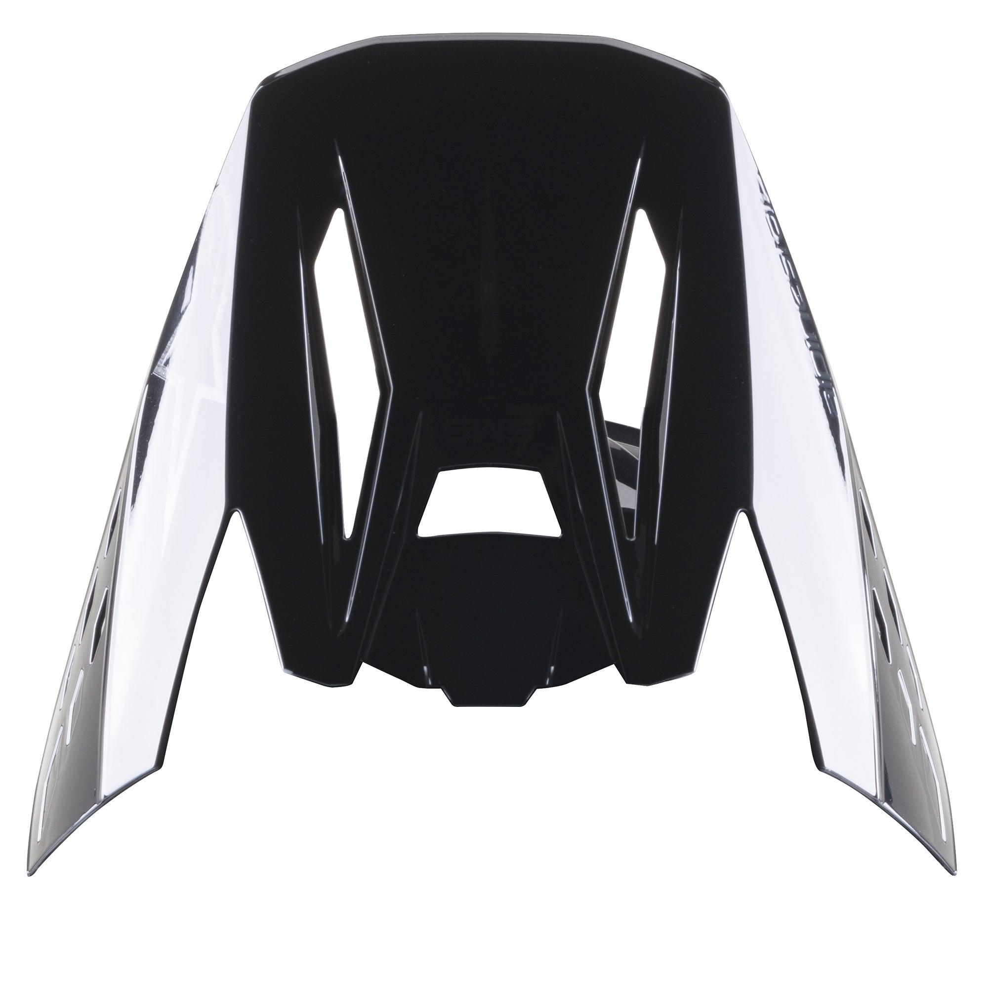 Alpinestars S-M5 Scout Helmvisier, Ersatz-Helmschild, Schwarz Silber Glänzend, mit aerodynamischen Belüftungsöffnungen und silbernen Seitenpaneelen mit Markenlogo, glänzendes Finish für Motocross- und Enduro-Helme