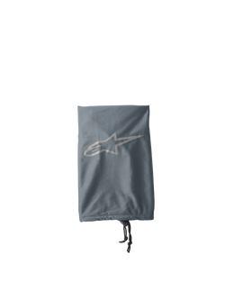 Alpinestars S-M7 Soft Bag, pochette de rangement pour casque de motocross, gris, avec un logo étoilé Alpinestars gris clair, fermeture par cordon de serrage noir, construction textile légère pour la protection de l'équipement tout-terrain