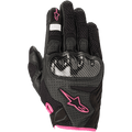 Alpinestars Stella SMX-1 Air V2 Damen-Motorradhandschuhe, Schwarz mit fuchsia-pinken Akzenten, Carbon-Knöchelschutz, perforiertes Leder und Air-Mesh-Konstruktion für Belüftung, kurzes Manschettendesign