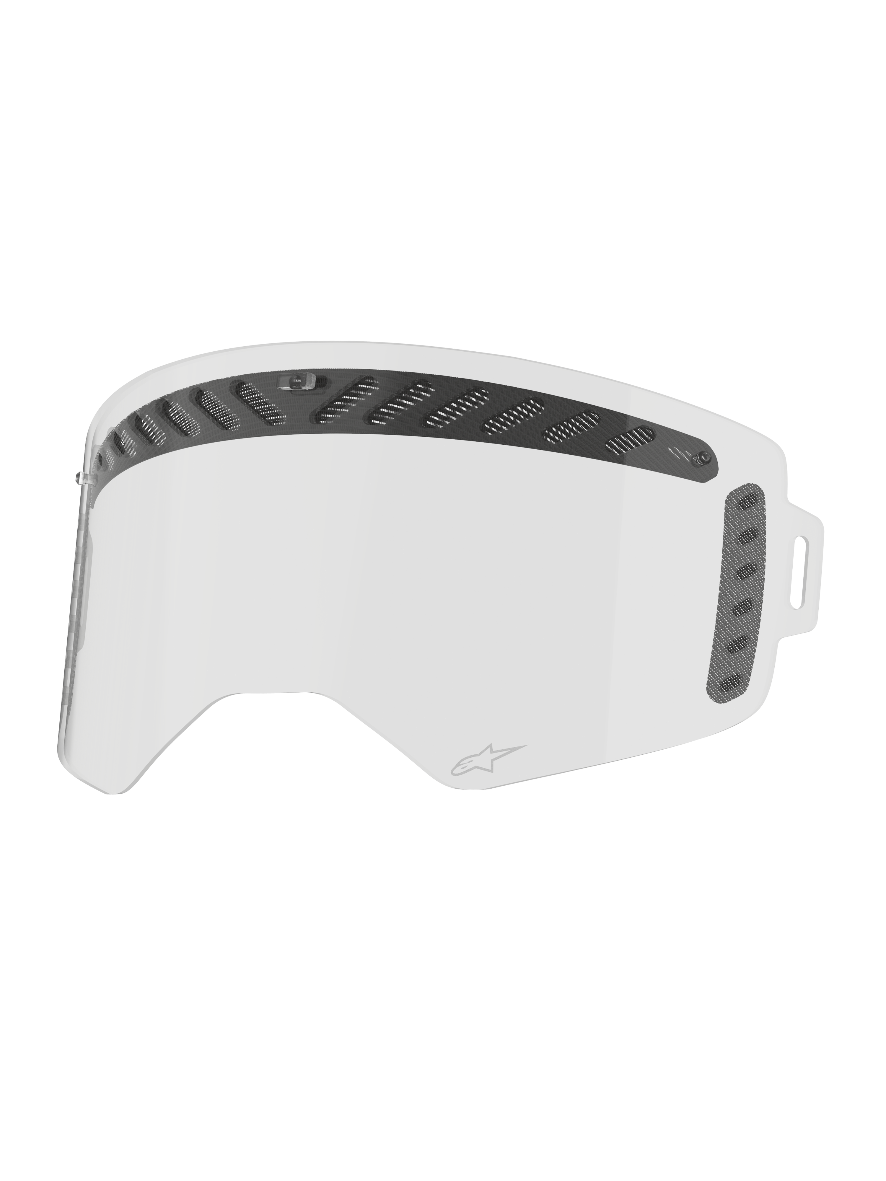 Écran Alpinestars Supertech Modulator Vented, lentille de motocross claire et ventilée avec supports pour tear-off.