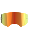 Alpinestars Supertech Mirror Lens, Motocross-Brillen-Ersatzglas, Mirror Red mit orange-gelbem Farbverlauf, mit „ONE GOAL. ONE VISION.“ Schriftzug, integrierten Tear-Off-Pins und verspiegelter Oberfläche für den Offroad-Rennsport
