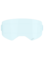 Alpinestars Supertech Roll-Off-Linse, Motocross-Brillenzubehör, Hellblau, transparente Polycarbonat-Linse mit horizontalen Gleitlinien für reibungslose Filmbewegung und seitlichen Befestigungsschlitzen für Roll-Off-Systeme.