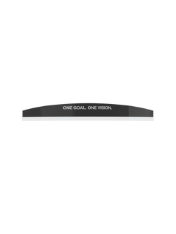 Alpinestars Supertech Roll Off Mud Strip, Motocross Goggle Accessory, black and transparent curved strip with white 'ONE GOAL. ONE VISION.' text, designed for off-road racing visibility