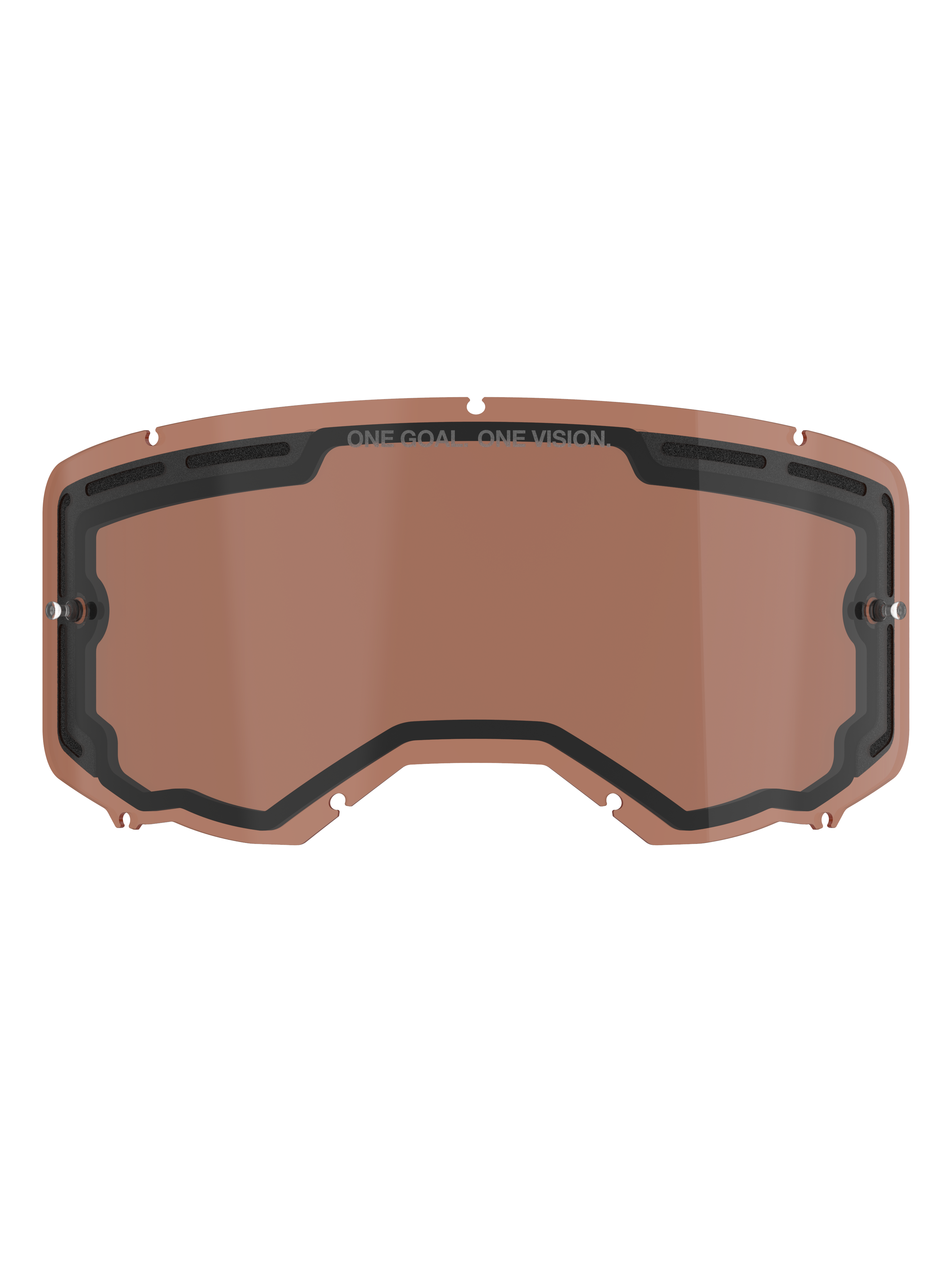 Alpinestars Vision 8-5-3 Dual Pane Vented Lens, écran de rechange teinté Copper Rose pour masque de motocross, doté de supports de tear-off intégrés, d'orifices de ventilation supérieurs et du marquage ONE GOAL ONE VISION.