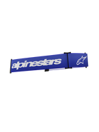 Alpinestars Supertech Goggles-Riemen, Motocross-Brillenzubehör, Blau und Weiß, mit markantem weißem Alpinestars-Schriftzug und Stern-Logo auf einem leuchtend blauen Webband, Ersatzriemen mit Klick-Verschluss für den Offroad-Rennsport.
