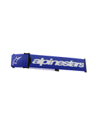 Alpinestars Supertech Goggles Ersatzband, Motocross-Brillenband, Blau und Weiß, markanter weißer Alpinestars-Schriftzug und Stern-Logo, schwarzer ISP-Keil und Rahmenclips, strapazierfähige Webstruktur