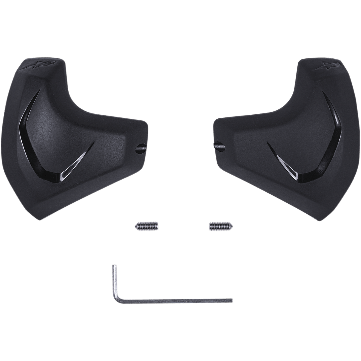 Sliders de coude Alpinestars, noirs, inserts de protection de coude pour moto, deux sliders en PU de forme anatomique avec finitions brillantes, comprend des vis de fixation et une clé Allen, équipement de rechange pour combinaisons de course en cuir