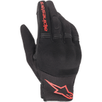 Alpinestars Copper Gloves, Urban Motorcycle Gloves, Black and Red Fluo, featuring Red Astars logo and wordmark, Mesh and Spandex construction with padded knuckles, Lightweight commuter gear
