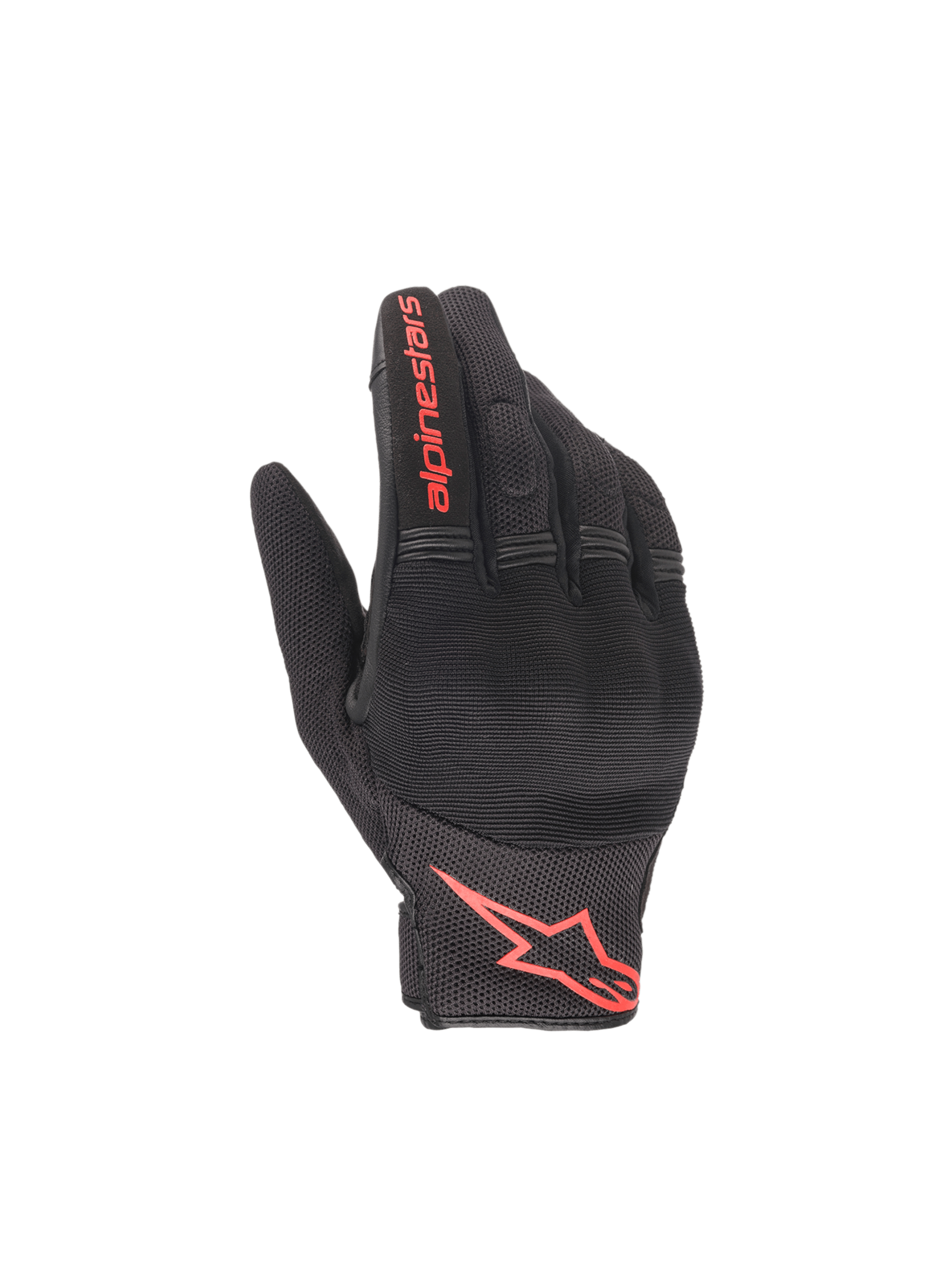 Alpinestars Copper handschoenen, urban motorhandschoenen, zwart en rood, harde knokkelbescherming en accordeonpanelen.