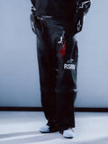 Alpinestars RSRV Neo Bat, pantalon en cuir pour moto, noir avec logo blanc, style urbain premium, détails étoile, construction en cuir italien