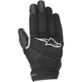 Alpinestars Faster Handschuhe, Schwarze Motorradhandschuhe mit weißem Logo, Thermo Windtech-Technologie, Gepolsterte Knöchel, Multi-Material-Softshell-Konstruktion, Urbanes Design mit kurzem Bündchen
