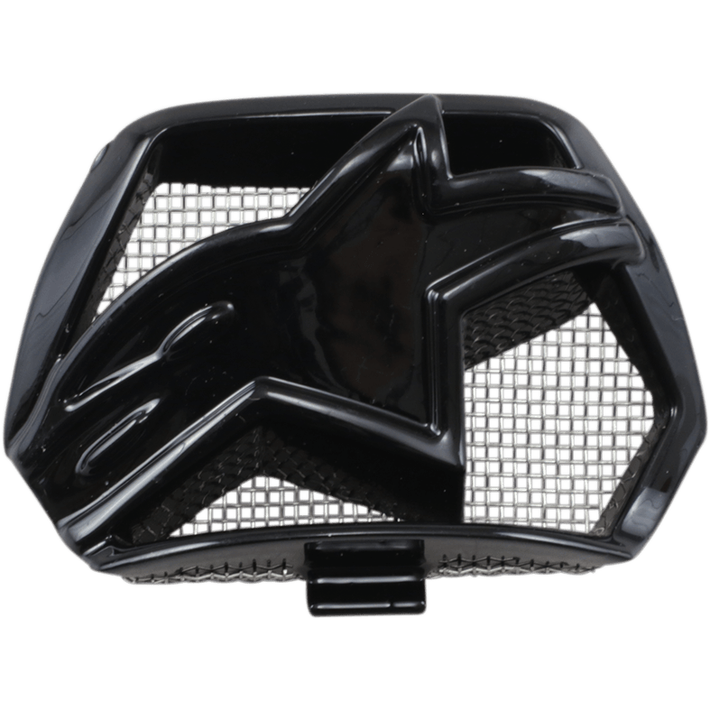Alpinestars Supertech M10/M8, ventilation de mentonnière pour casque, pièce de rechange en plastique noir brillant avec logo en étoile et grille interne, accessoire de ventilation pour motocross