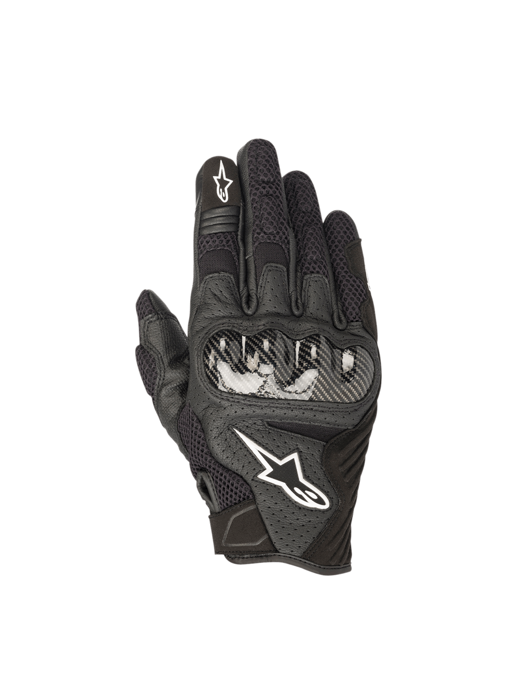 Alpinestars SMX-1 Air V2 handschoenen, zwarte herenmotorhandschoenen van leer en mesh met harde knokkelbescherming.