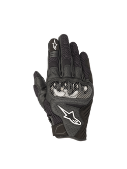 Alpinestars SMX-1 Air V2 Handschuhe, Motorradhandschuhe in Schwarz, aus Leder und Mesh mit Hartschalen-Knöchelschutz, CE-zertifiziert.