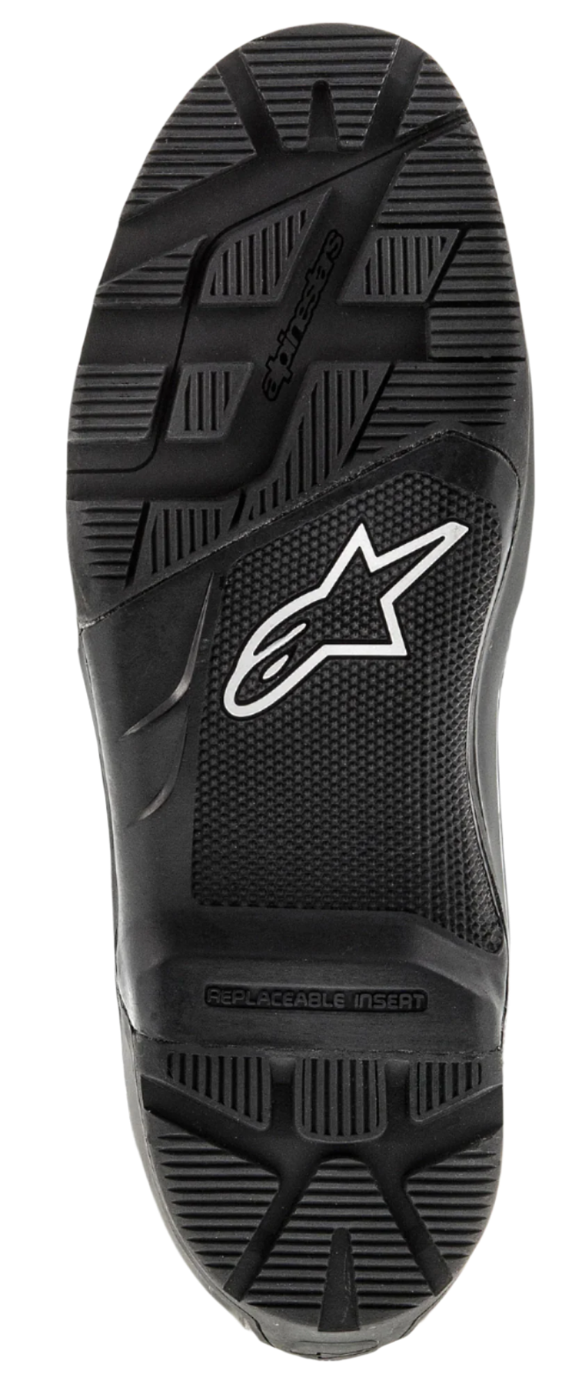 Alpinestars Tech 7 Enduro Sohle, Ersatz-Gummisohle, Schwarz, mit weißem Stern-Logo und robustem Profil für Offroad-Traktion, langlebiges Ersatzteil für Motocross- und Enduro-Stiefel